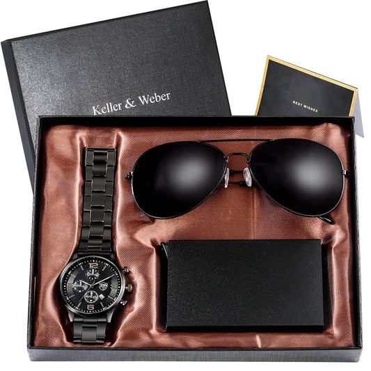Keller Weber Men's Quartz Watch and Sunglasses Gift Set