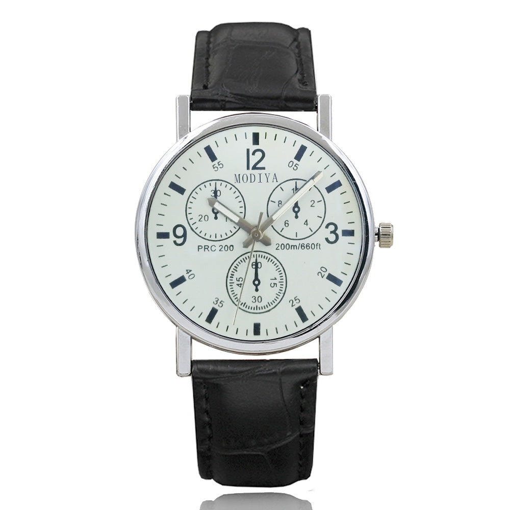 Men's Quartz Watch with Creative Blue Light Design