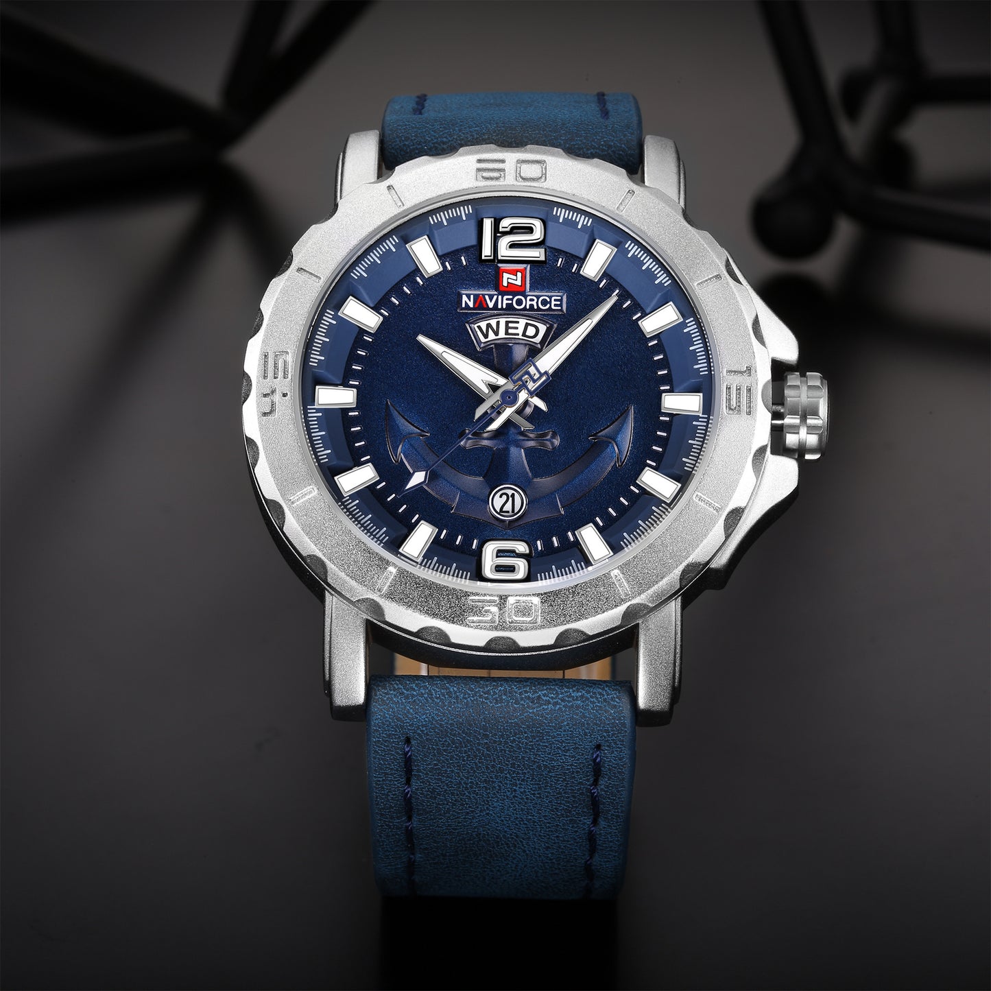 Men's Quartz Watch with Weekday Leather Strap