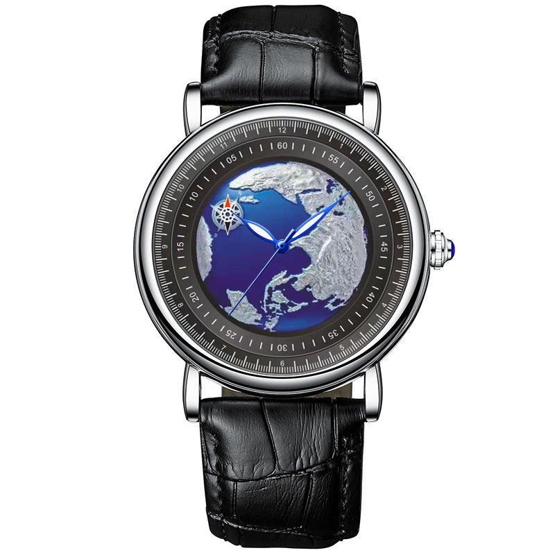Men's Fashion 3D Earth Waterproof Quartz Watch