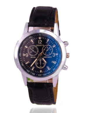 GENEVA Blue Glass Three-Eye Men's Quartz Watch