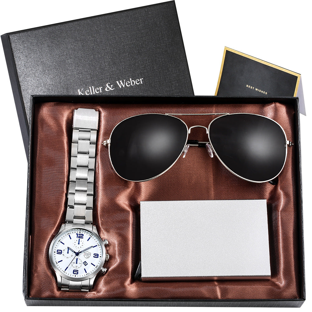 Keller Weber Men's Quartz Watch and Sunglasses Gift Set