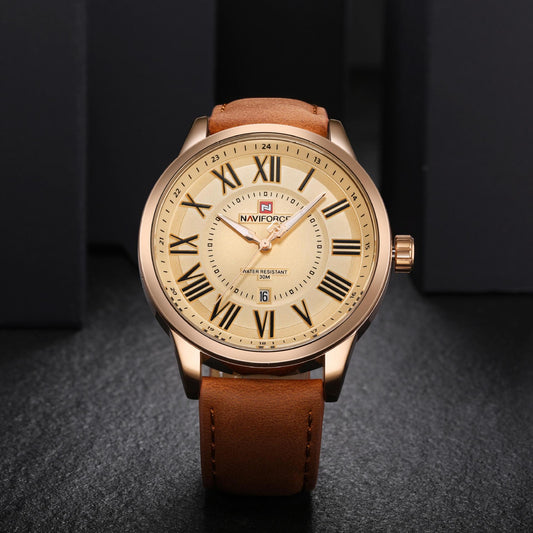 NAVIFORCE 9126 Men's Quartz Watch with Leather Strap