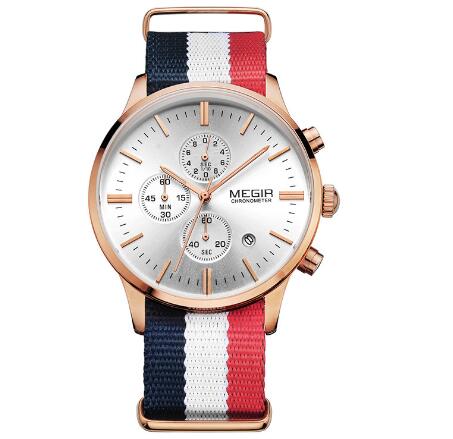 Men's Quartz Watch with Canvas and Leather Band