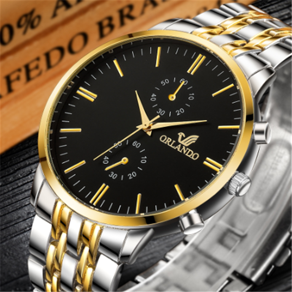 Men's Steel Band Quartz Watch with Scale