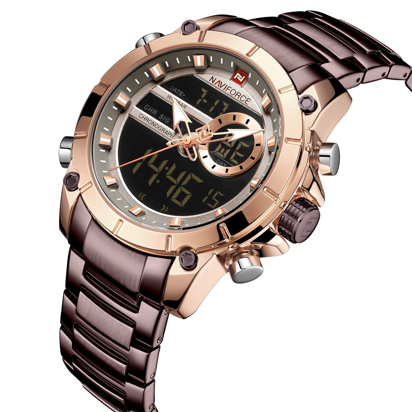 Men's Waterproof Quartz Watch with Steel Band