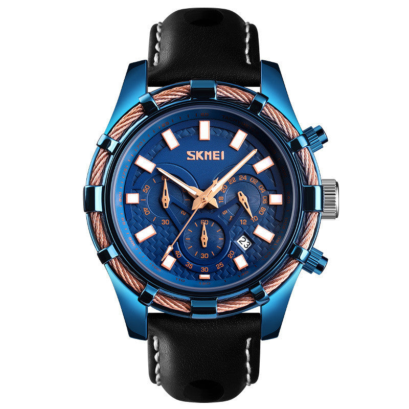 Luminous Multi-Function Quartz Leather Men's Watch