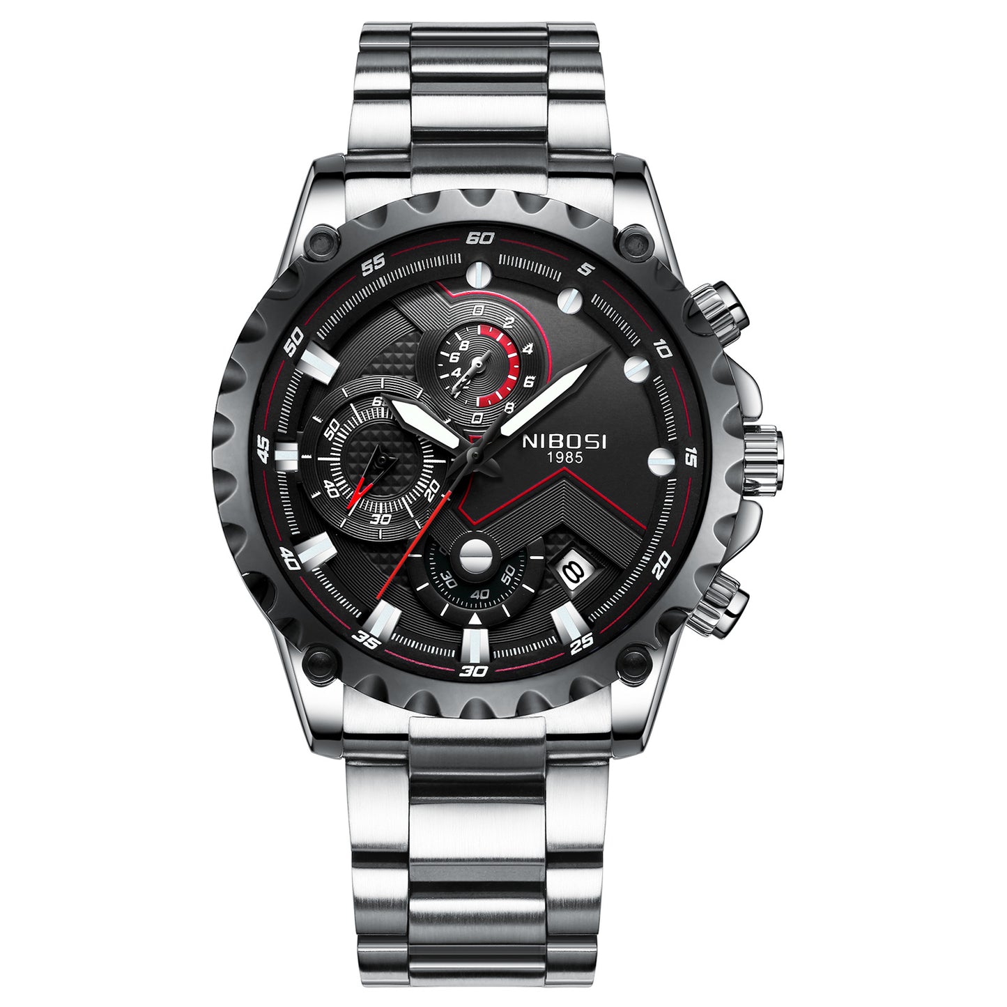 Men's Quartz Watch with Steel Band and Waterproof Design