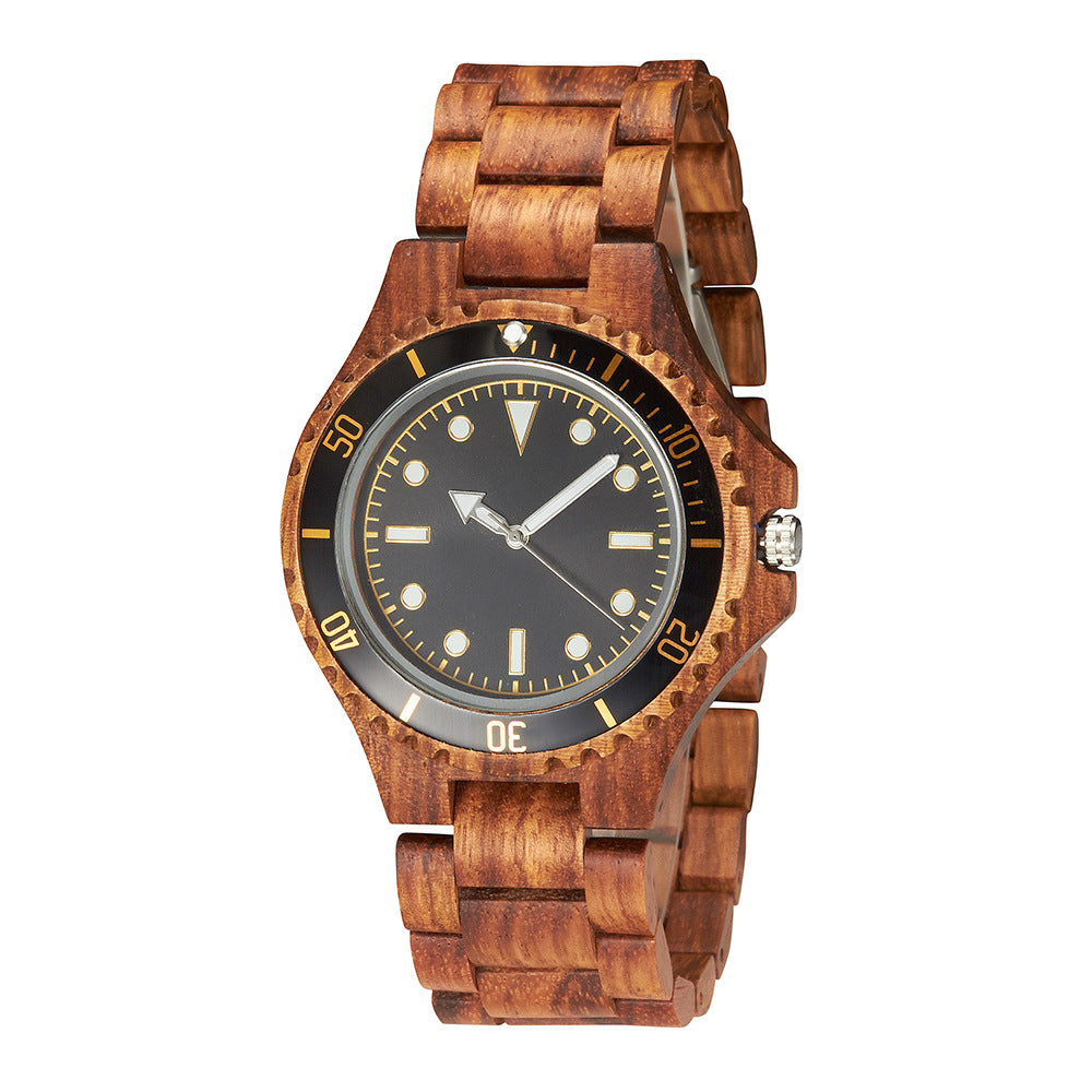 Men's Solid Wood Business Quartz Watch Set