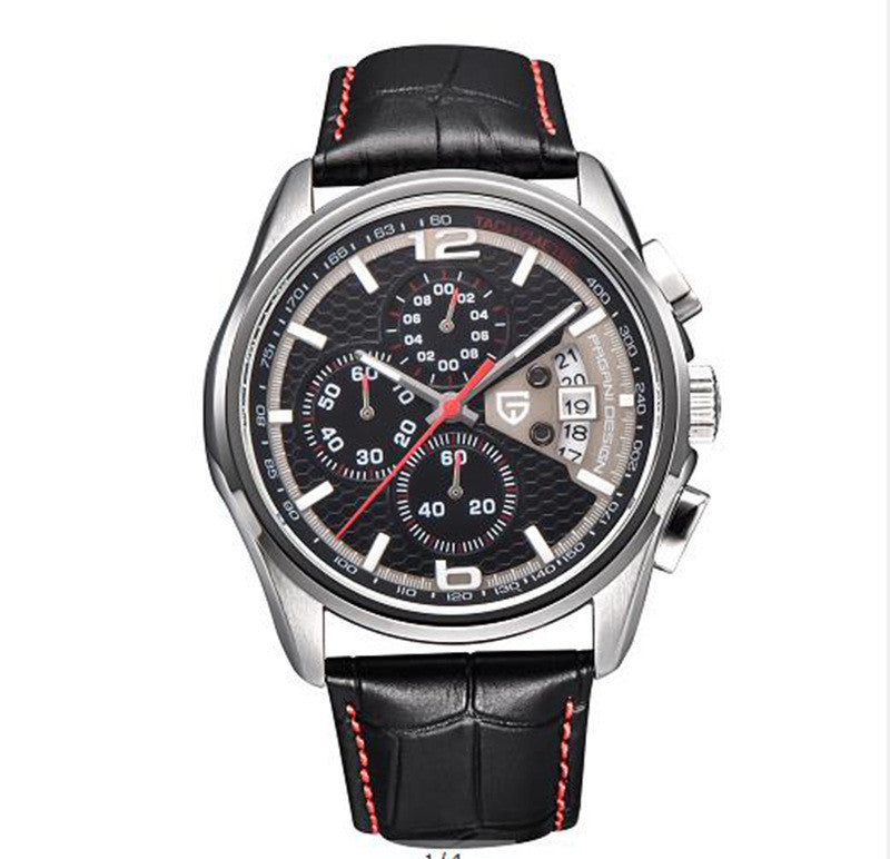 Men's Quartz Watch - Waterproof Multifunctional Leather Band