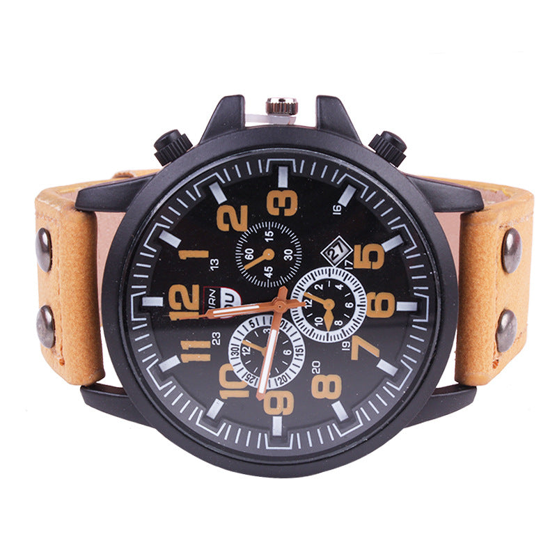 Fashionable Leather Men's Quartz Watch - Direct from Factory