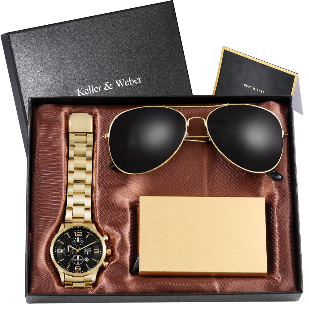 Keller Weber Men's Quartz Watch and Sunglasses Gift Set