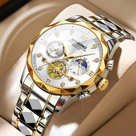 Men's Gold Multi-Function Mechanical Quartz Watch