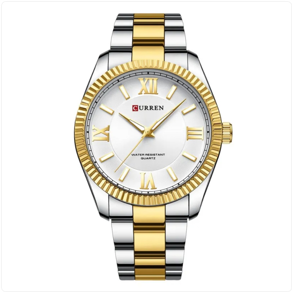 Men's Luminous Quartz Watch with Steel Strap