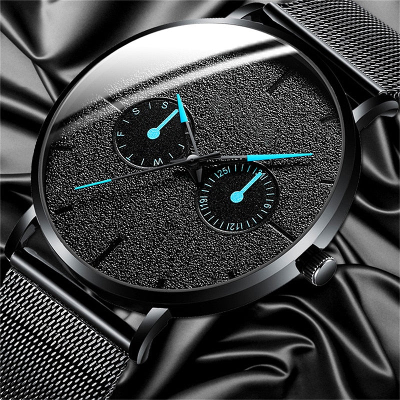 Men's Stylish Quartz Watch with Mesh Band