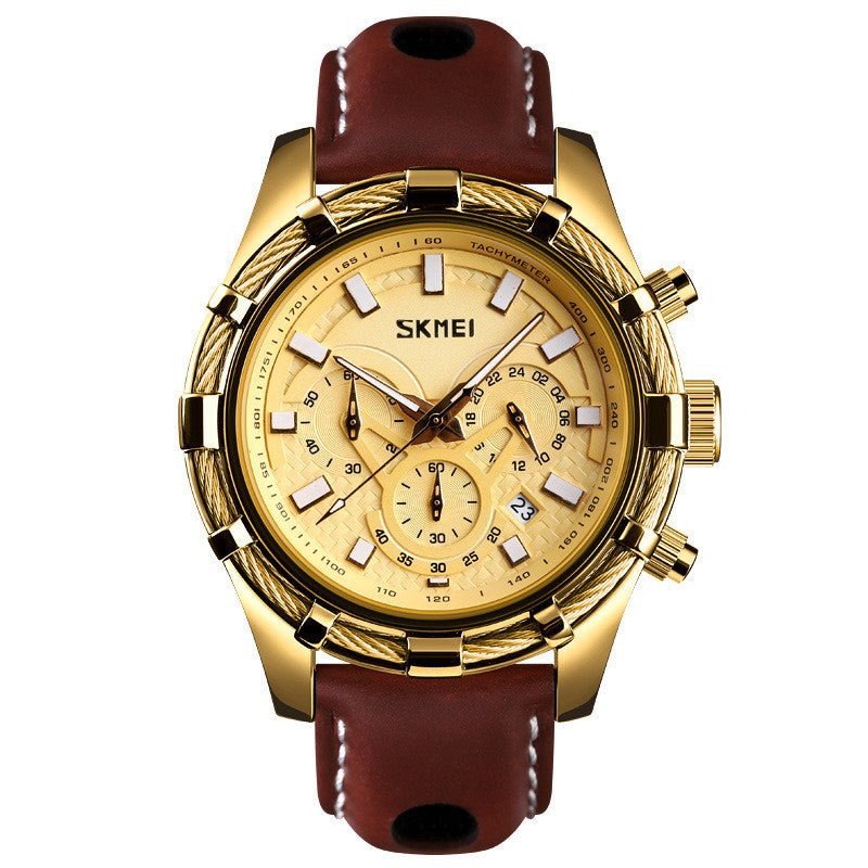 Luminous Multi-Function Quartz Leather Men's Watch