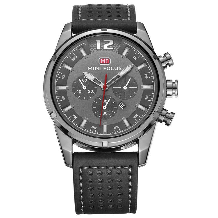 Men's Quartz Watch with Trendy Three-Eyelid Strap