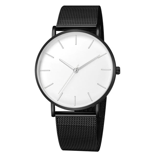 Men's Quartz Watch with Mesh Strap and Waterproof Design