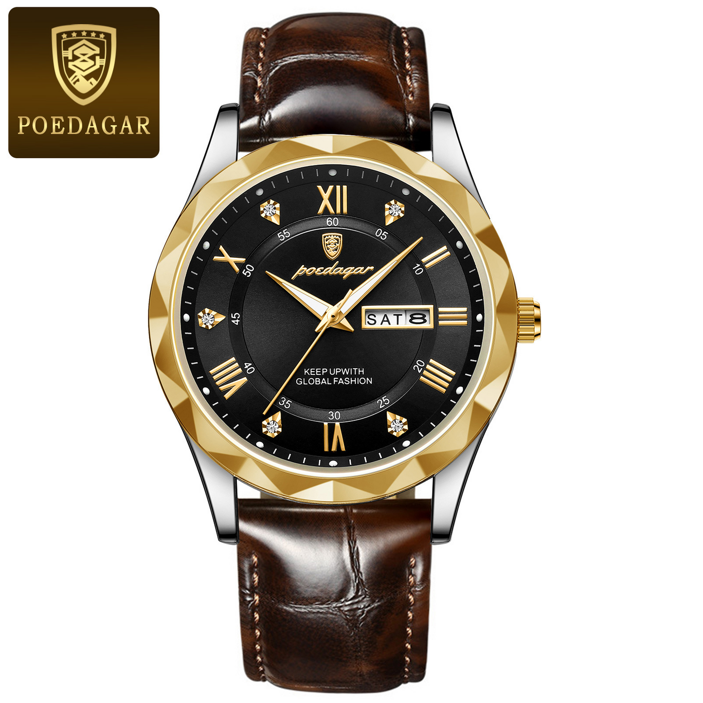 Men's Leather Strap Quartz Watch