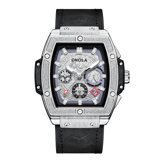 Multifunctional Men's Waterproof Quartz Watch with Leather