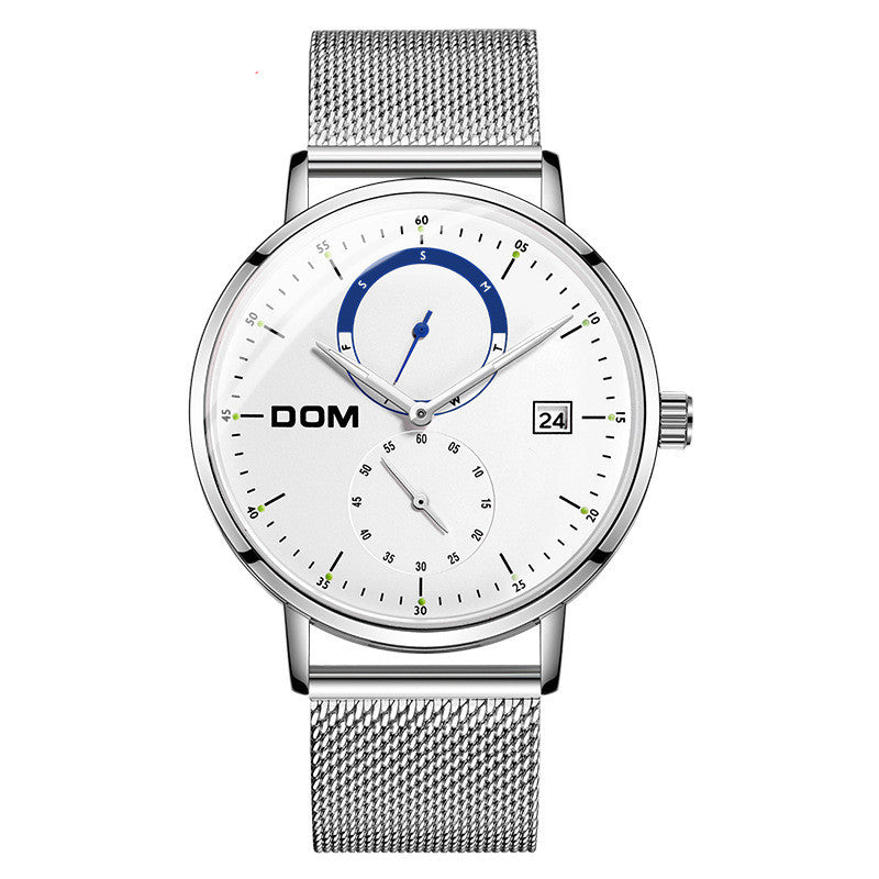 Men's Slim Minimalist Calendar Quartz Watch - Nylon Band