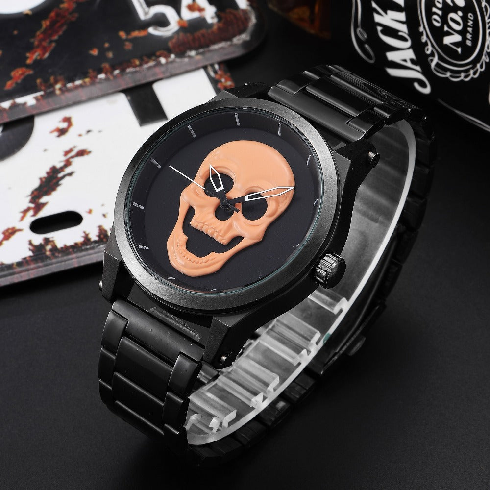 Men's Quartz Skeleton Watch with Steel Band