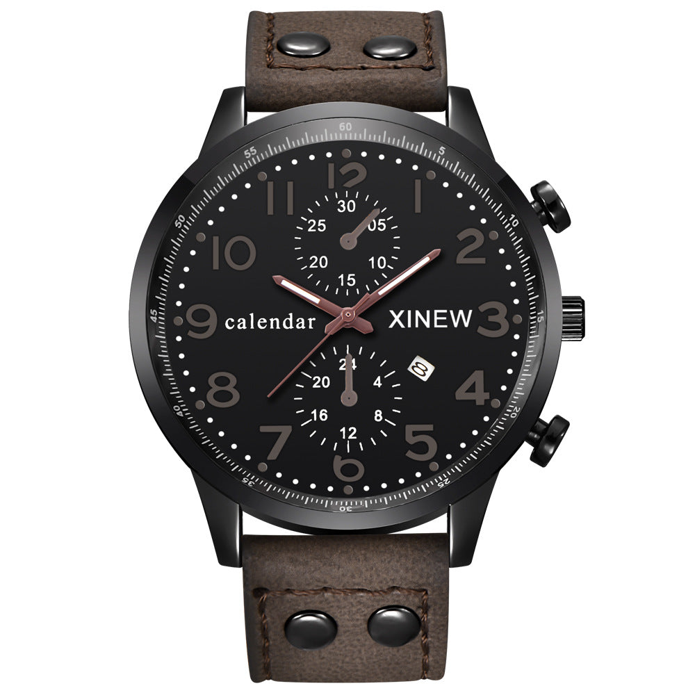 Business Men's Watch with Calendar Quartz Movement
