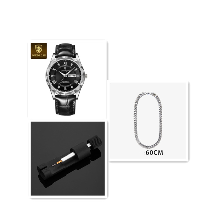 Men's Leather Strap Quartz Watch