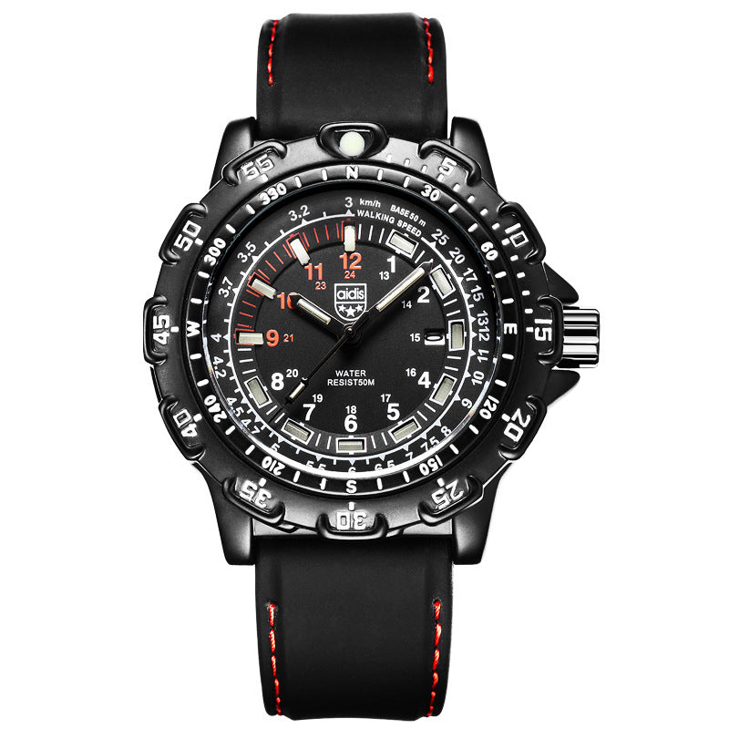 Men's Waterproof Tactical Quartz Watch with Glow Features