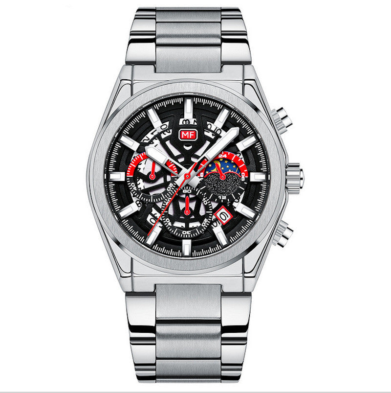 MINIFOCUS Luxury Men's Quartz Watch with Steel Band