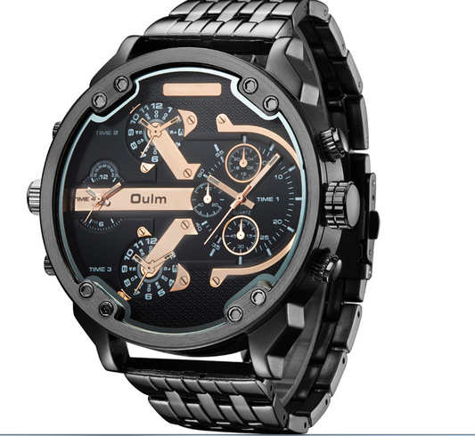 OULM Men's Quartz Steel Band Casual Trend Watch