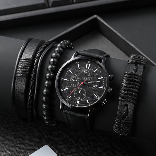 LIANDU Men's Quartz Calendar Watch Set for Sports