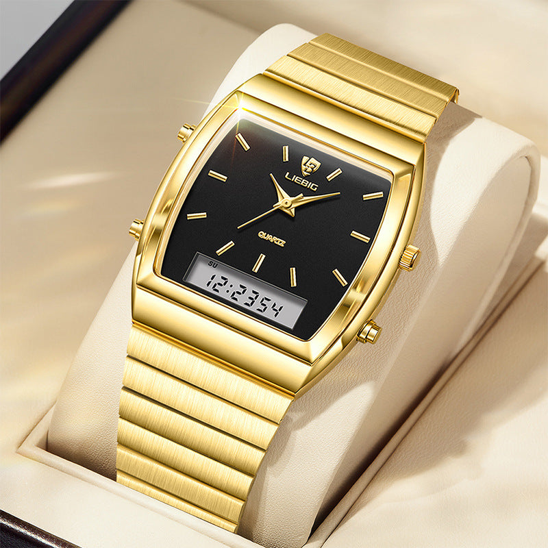 LIEBIG Square Black Dial Men's Quartz Watch Dual Display