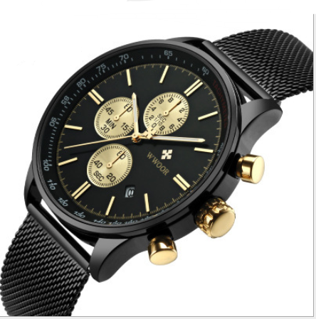Men's Multifunctional Sport Quartz Watch with Mesh Band