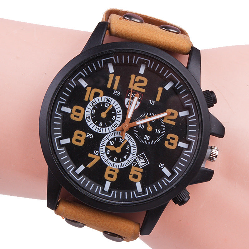 Fashionable Leather Men's Quartz Watch - Direct from Factory