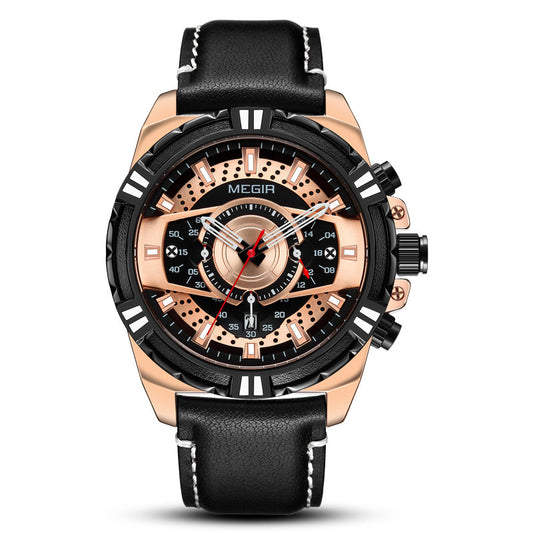 MEGIR Men's Sport Quartz Watch with Leather Band 2118