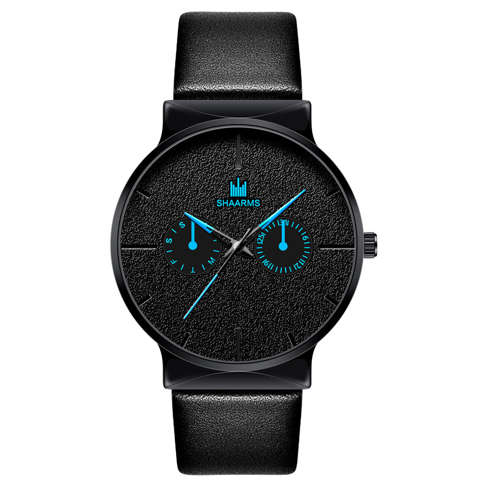 SHAARMS Men's Quartz Watch with Leather Band (Trendy)
