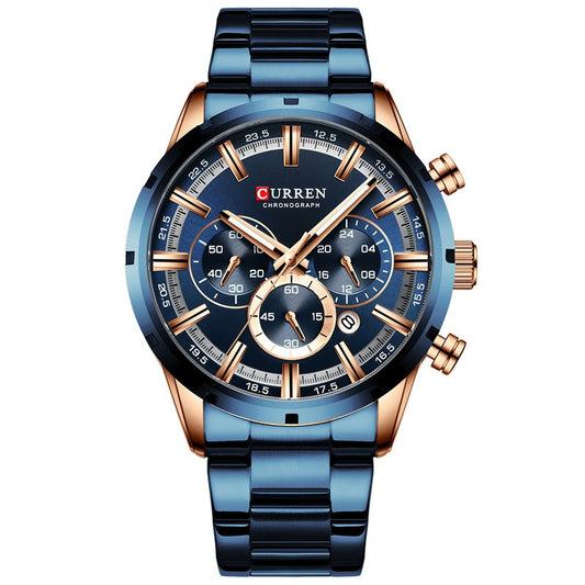 Business Men's Quartz Watch with Stainless Steel Band