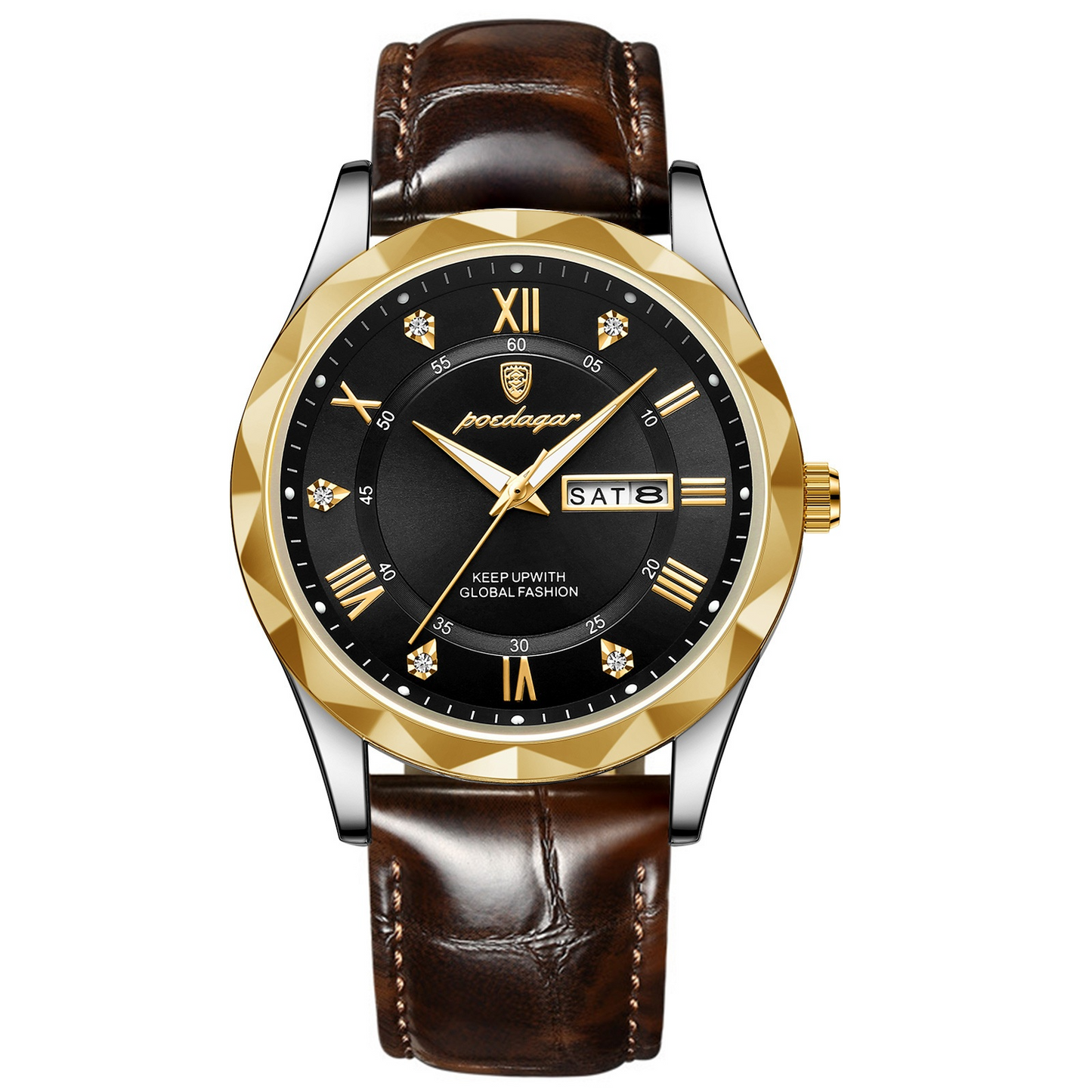 Men's Leather Strap Quartz Watch