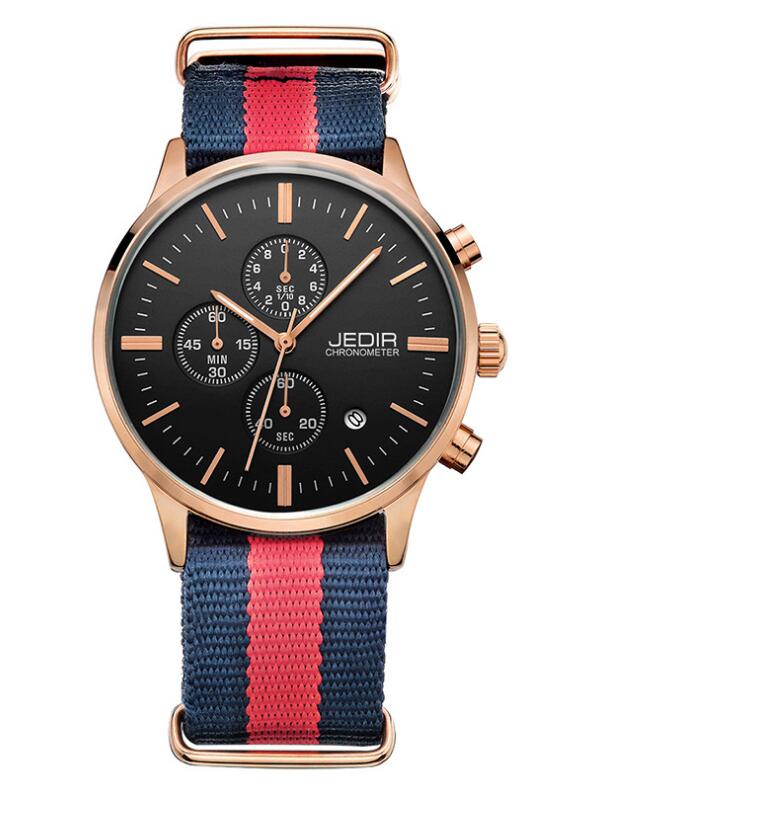 Men's Quartz Watch with Canvas and Leather Band