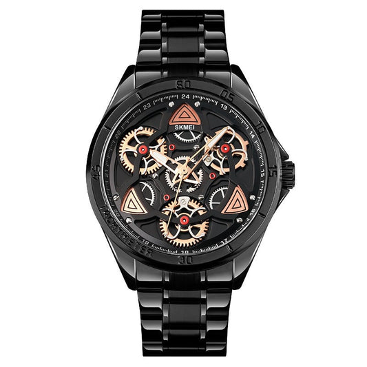 Men's Mechanical Wind Quartz Watch with Steel Band