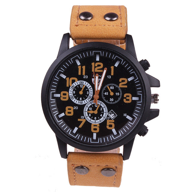 Fashionable Leather Men's Quartz Watch - Direct from Factory