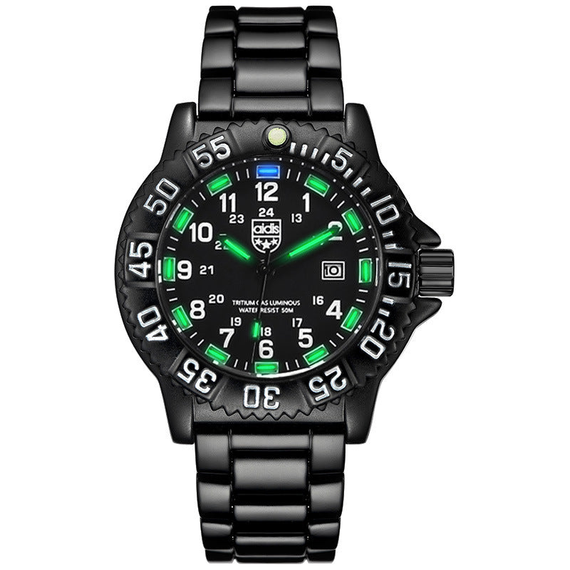 Men's Waterproof Tactical Quartz Watch with Glow Features