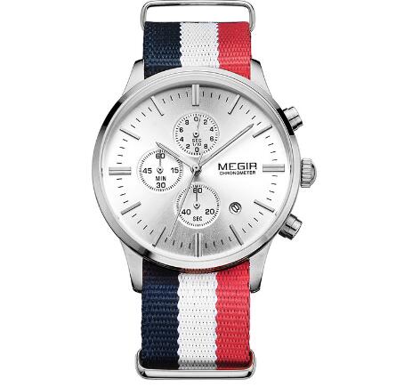 Men's Quartz Watch with Canvas and Leather Band