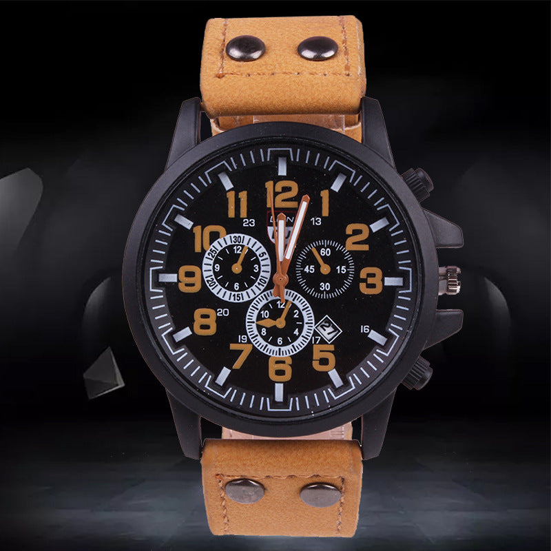 Fashionable Leather Men's Quartz Watch - Direct from Factory