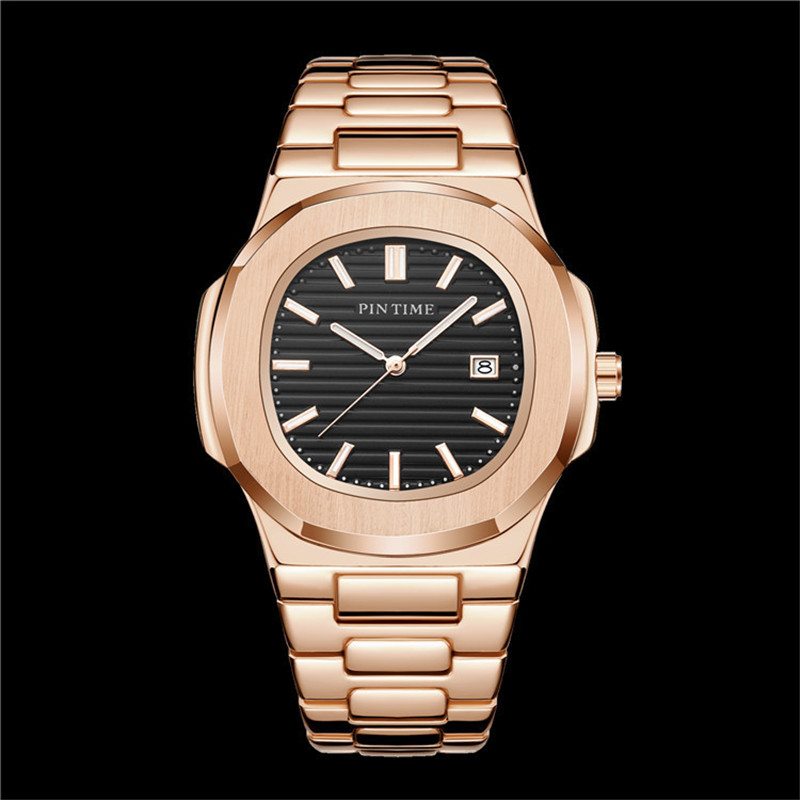 Men's Quartz Watch with Calendar, Waterproof Luminous Steel Band
