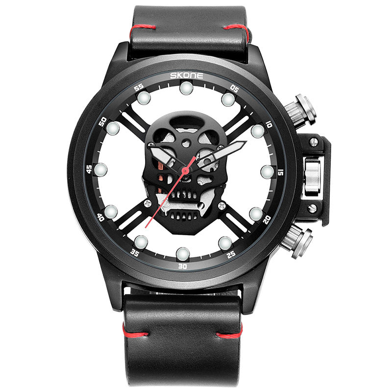 Men's Quartz Sports Watch with Skull Design