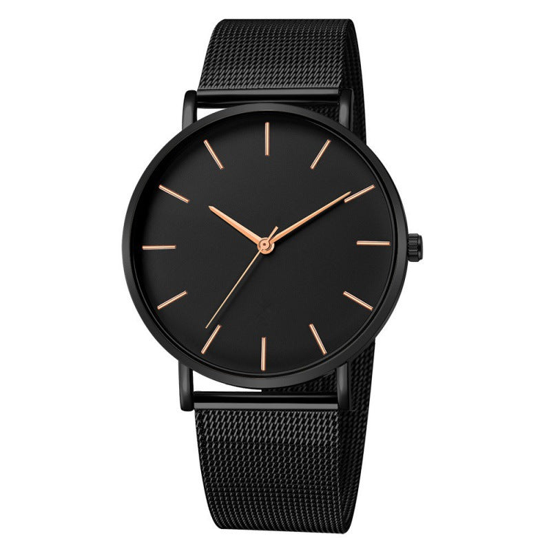 Men's Quartz Watch with Mesh Strap and Waterproof Design