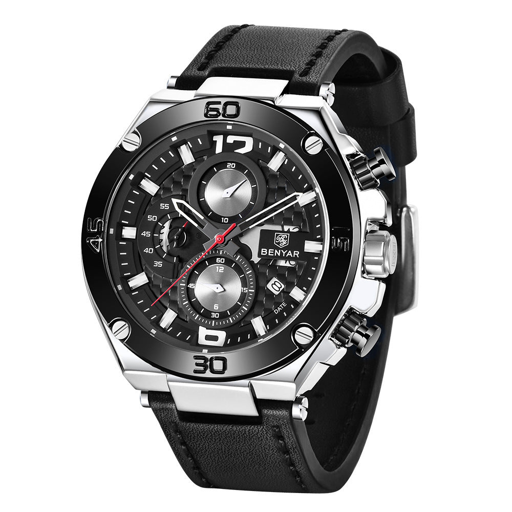 Men's Waterproof Quartz Watch with Multifunctional Features
