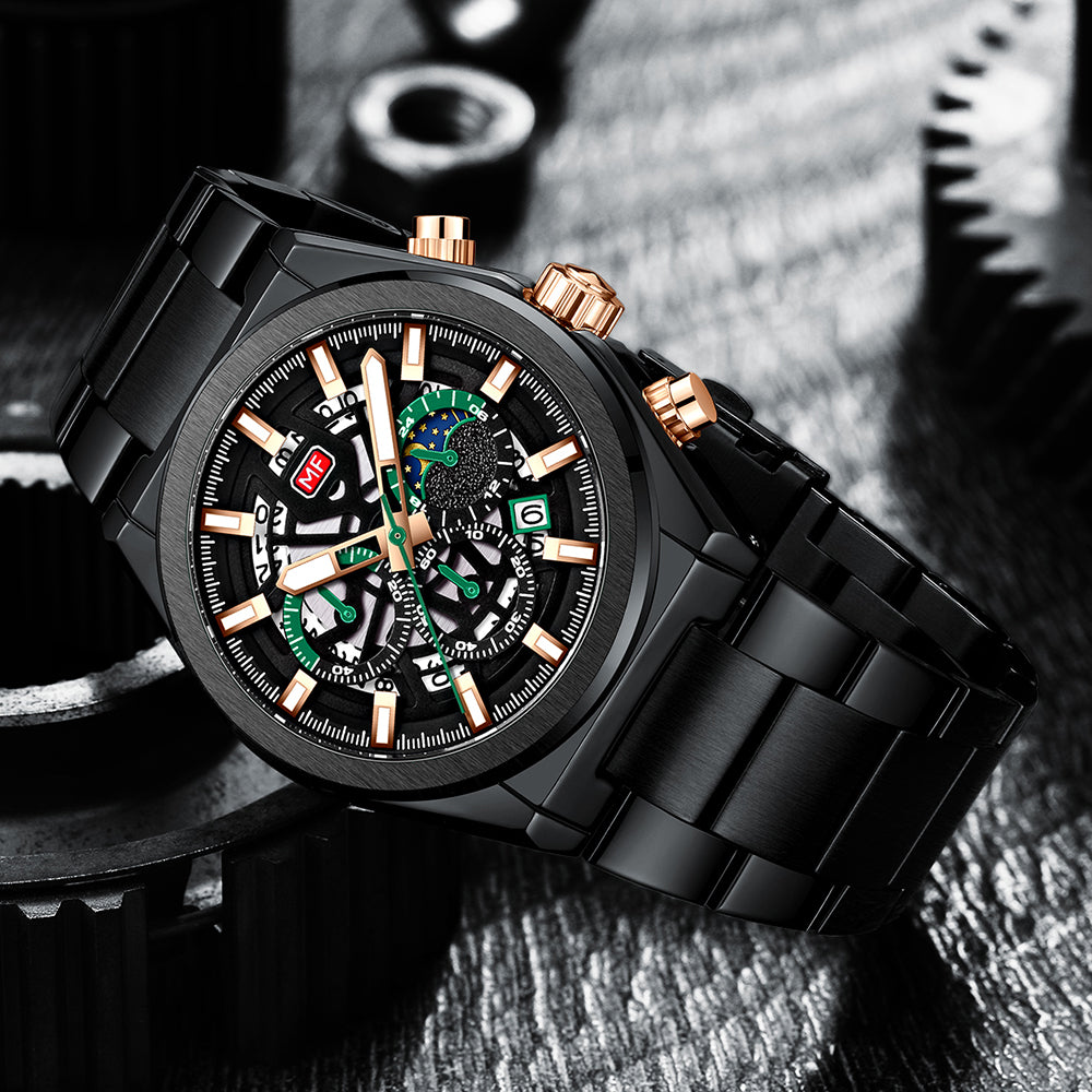 MINIFOCUS Luxury Men's Quartz Watch with Steel Band